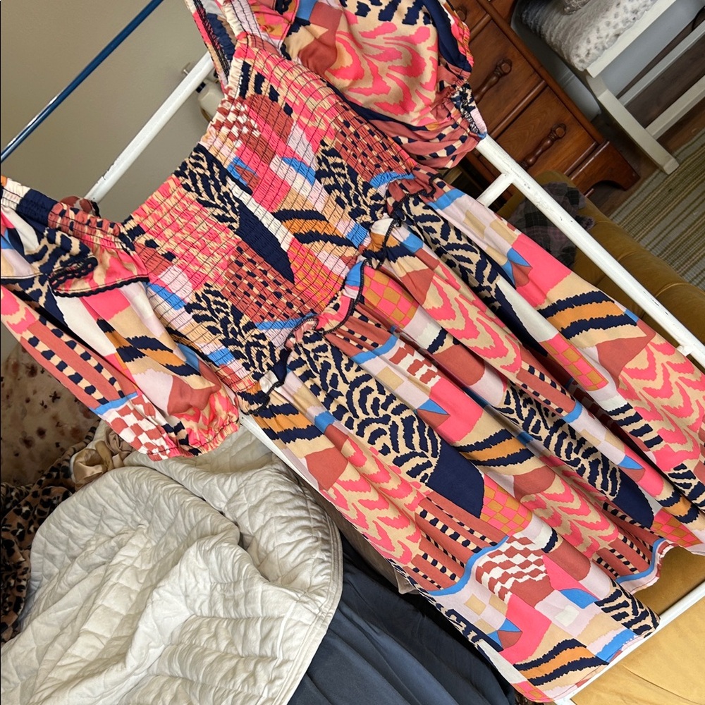 TCEC Multicolor Geometric Print Dress
